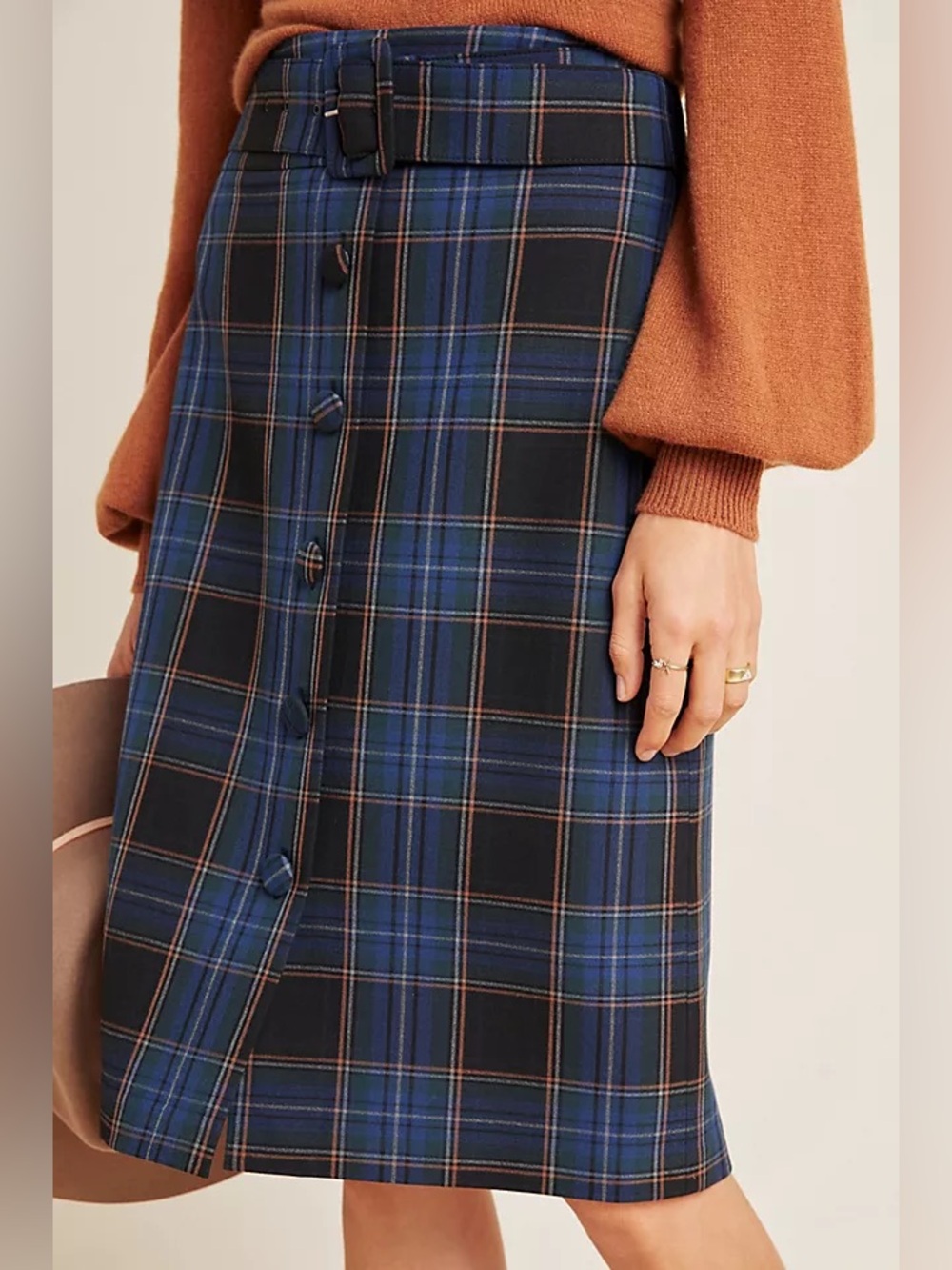 Anthropologie Maeve Bernadette Plaid Button-Front Skirt (Price Firm)
